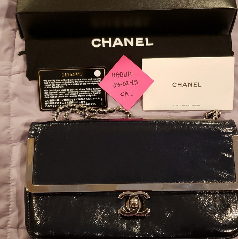 Chanel Sac Class Rabat Navy patent Leather